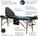 Luxton Home 3-Section Premium Memory Foam Massage Table with Rolling Carrying Travel Case - Easy Set Up - Foldable & Portable - Adjustable Height, Head Cradle, Hanging Arm Rest, & Side Storage Pocket - Image 4